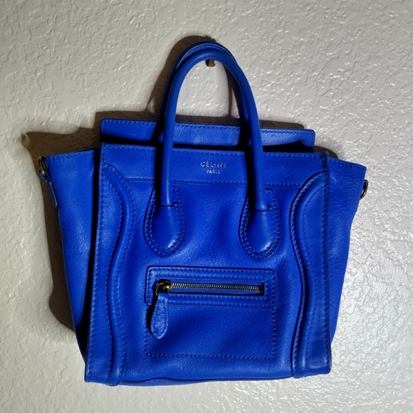 Celine Smooth Calfskin Micro Nano Luggage Bag Cobalt Royal Blue - Picture 1 of 12